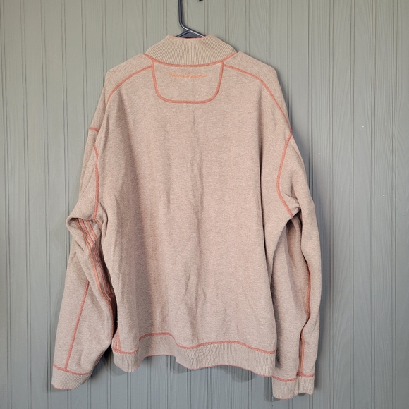 Tommy Bahama Reversible Quarter Zip Pullover Sweater Orange Brown Men's 2XL - Picture 4 of 7